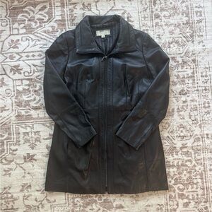 Anne Klein Black Leather Coat